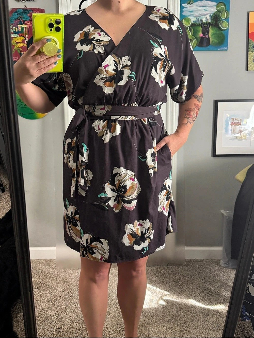 Ann Taylor Floral Midi Dress Purple & White Size Large Like New